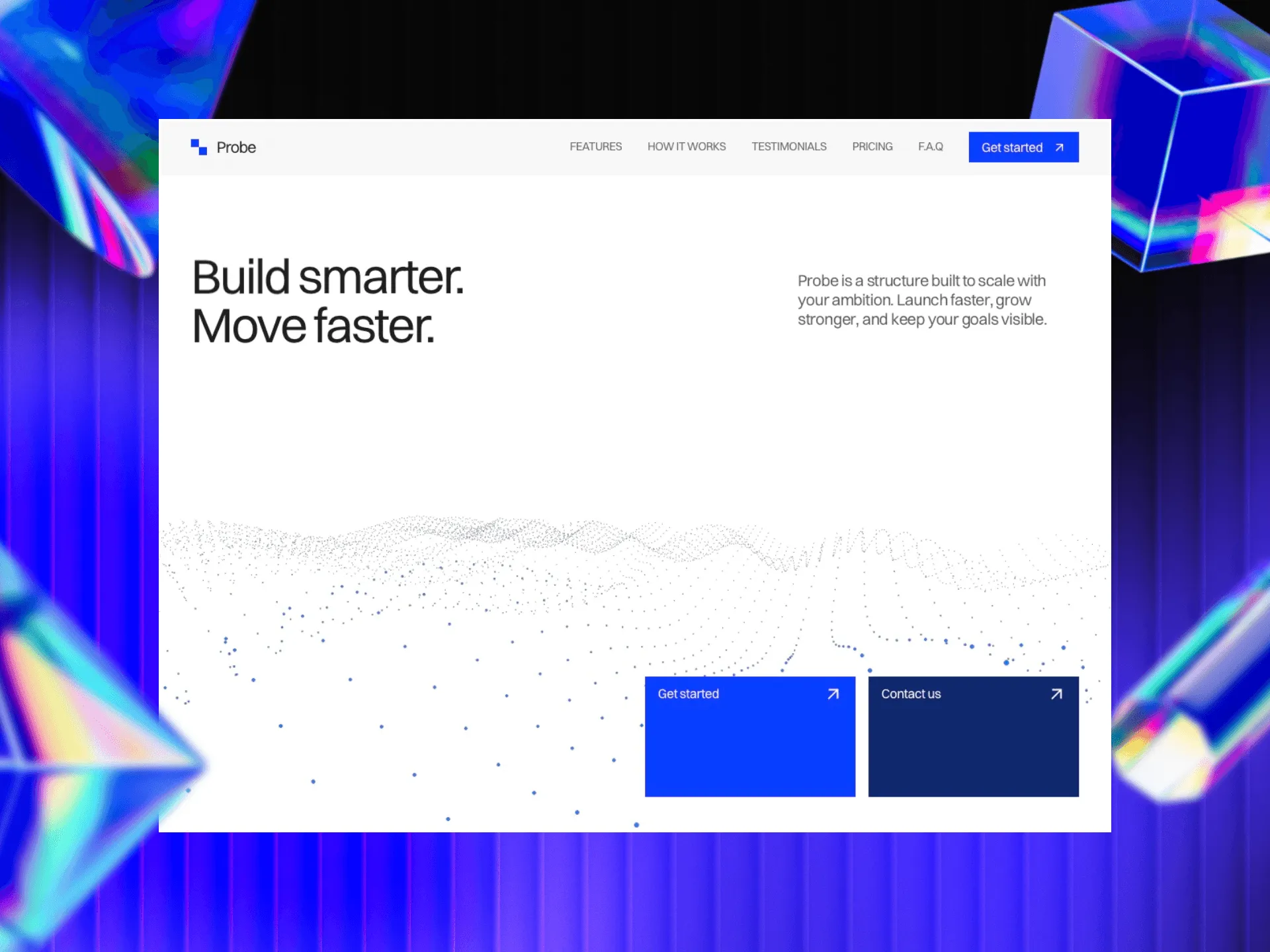 Probe Framer template screenshot showing a SaaS landing page hero section