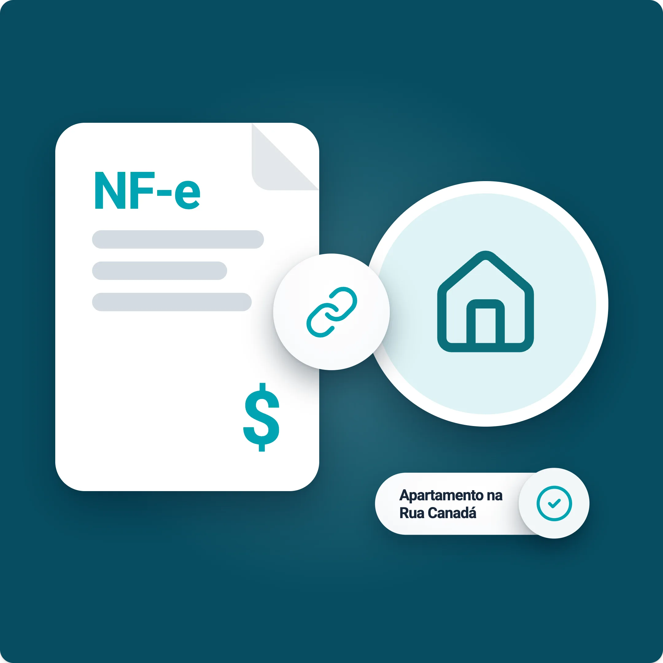 Fatura digital com símbolo de dólar e ícones de e-mail e WhatsApp, simbolizando pagamento online e comunicação.