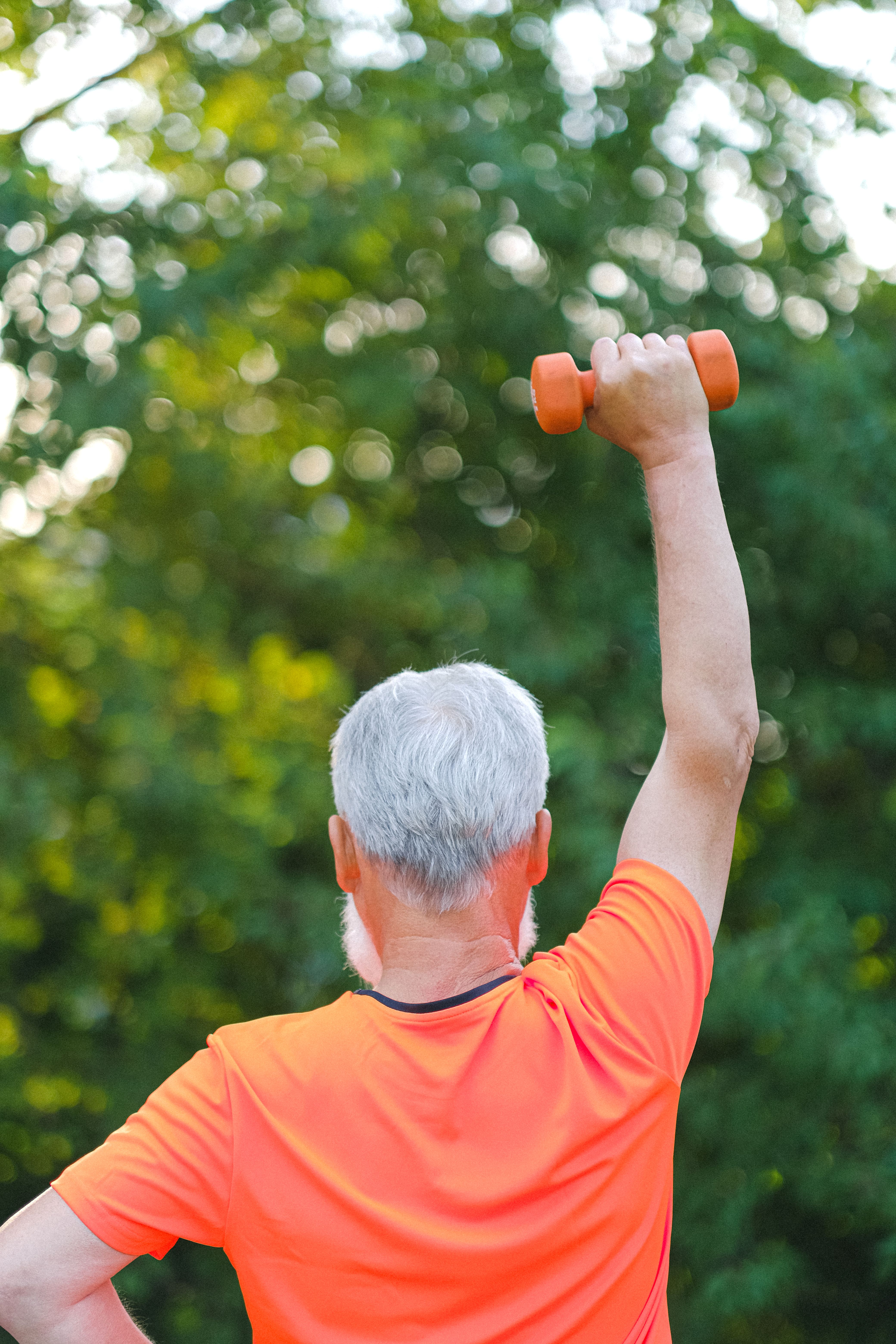 back-view-of-anonymous-senior-man-raising-arm-with-dumbbells-during-workout-on-s - anna-shvets (pexels)