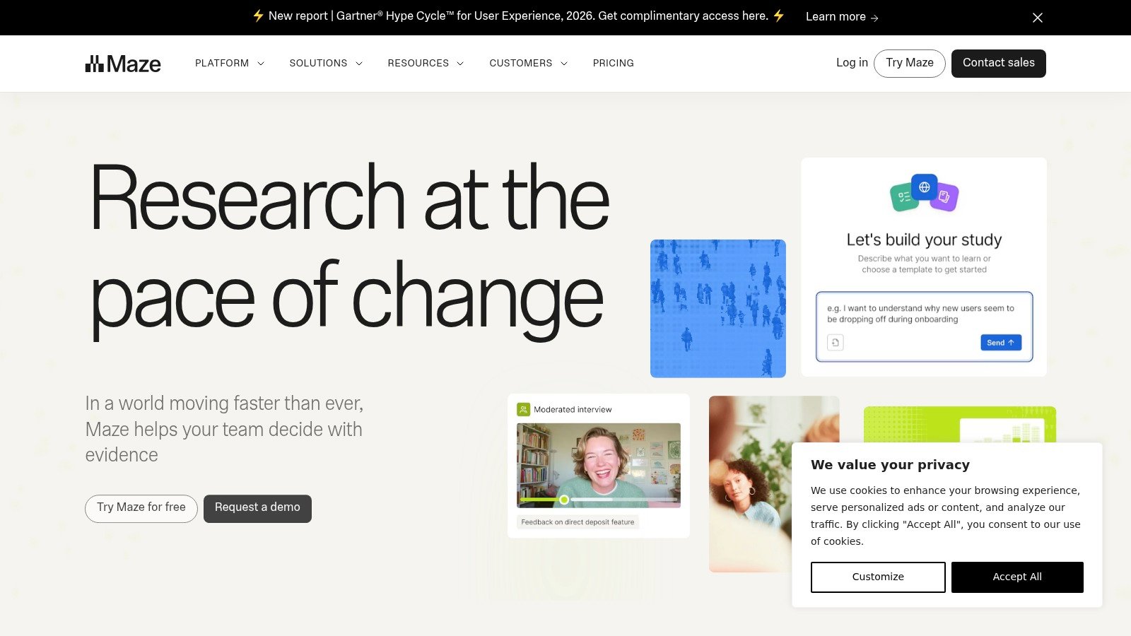 Maze homepage screenshot