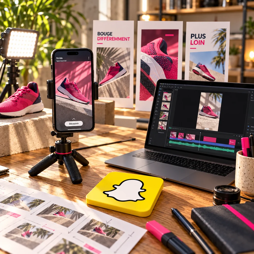 Un tournage de produit au smartphone vertical et le montage de plusieurs versions pour une publicité Snapchat.