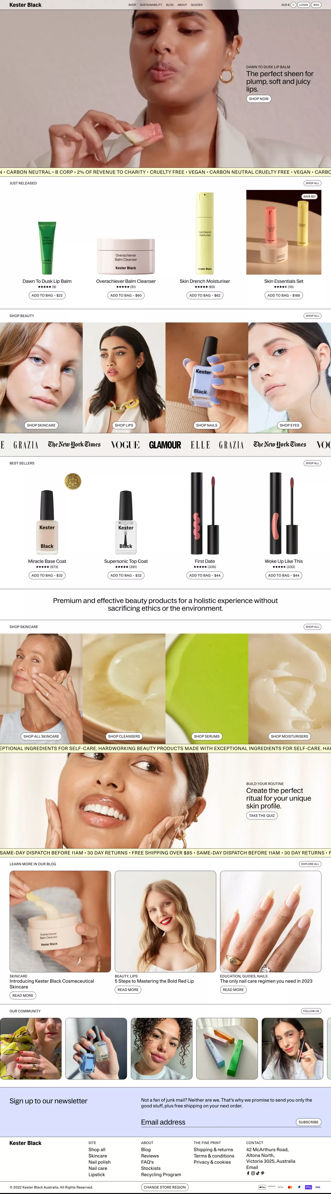 Hardworking Skincare & Beauty Products, ecommerce page screenshot showcasing Beauty design