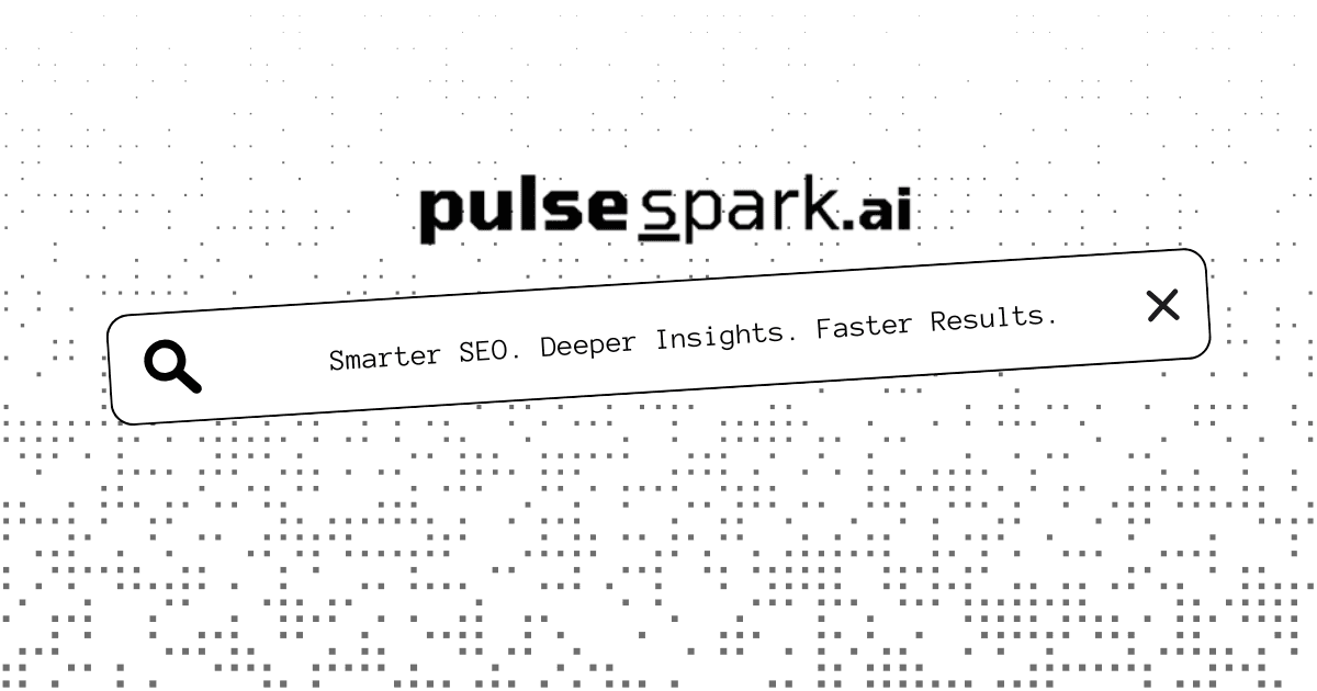 PulseSpark.ai logo alongside a search bar, representing the company's focus on search and SEO.