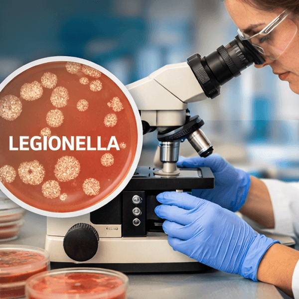 woman looking in microscope