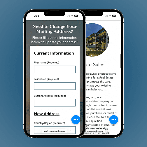 Mobile view of their contact form