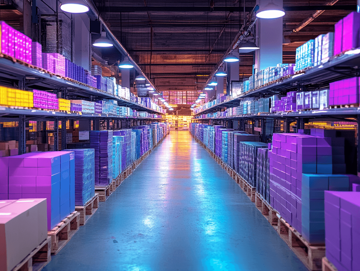 Langer Gang in einer Lagerhalle