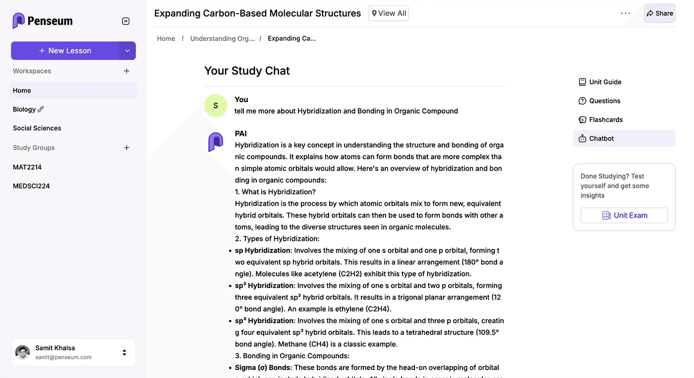 Penseum's App Interface