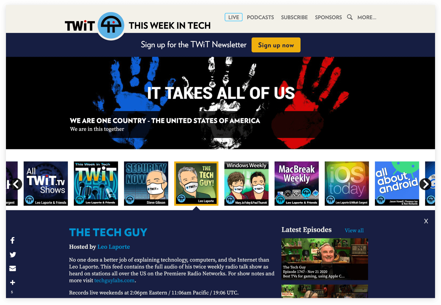 TWiT podcast directory used for competitive research