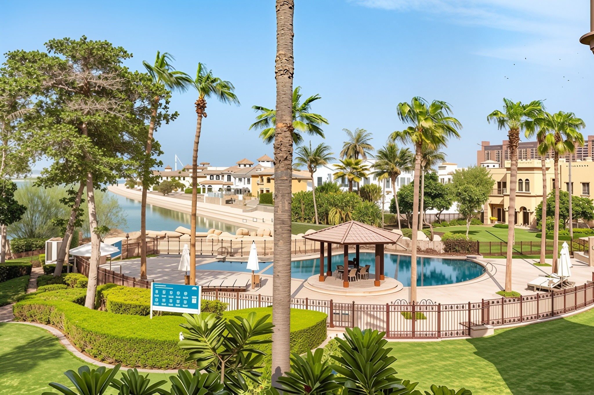  A beautiful house with palm trees and lush grass, located in Canal Cove Villas.