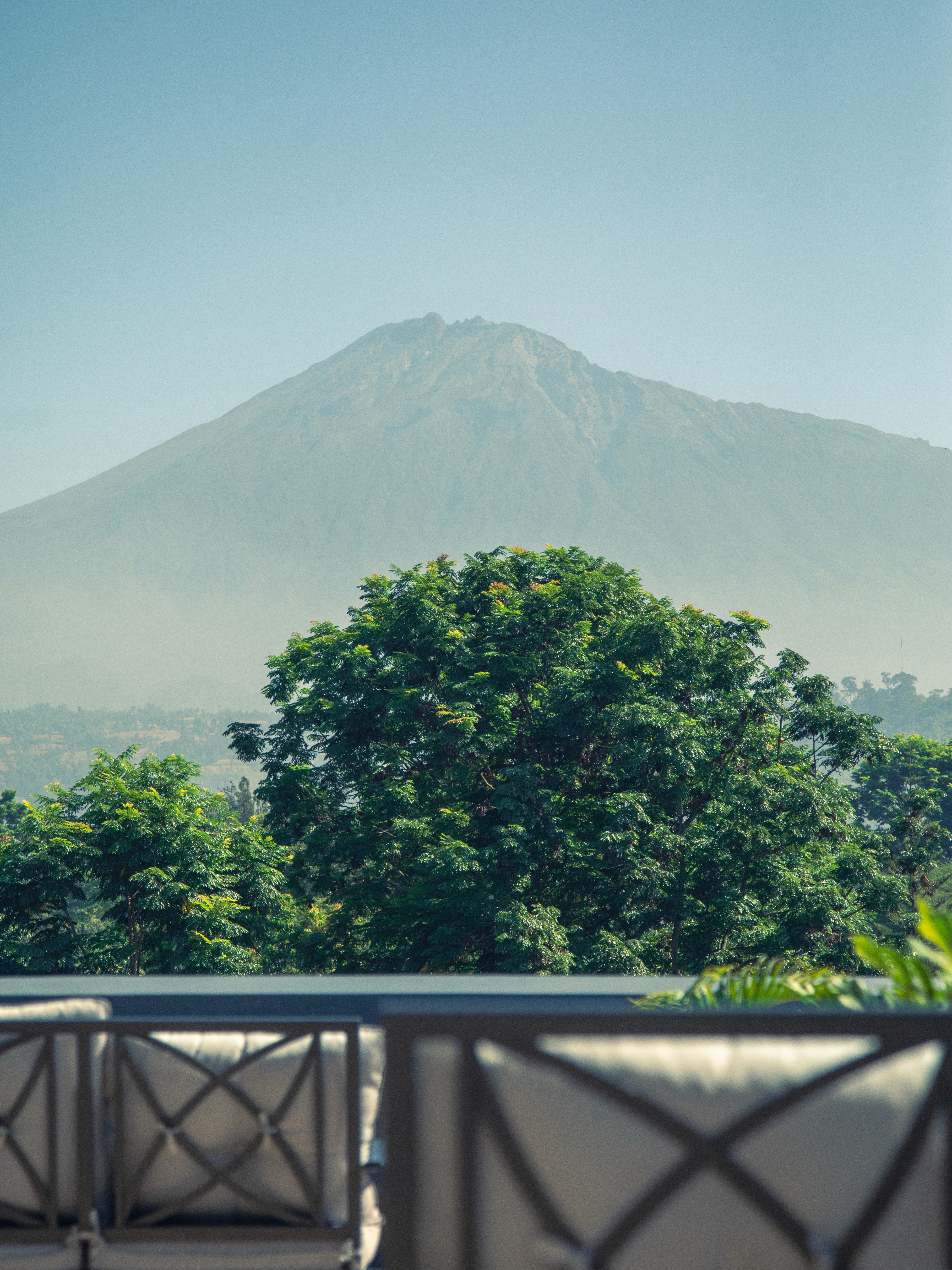 Sunset view of Mt. Meru from a rooftop restaurant in Arusha