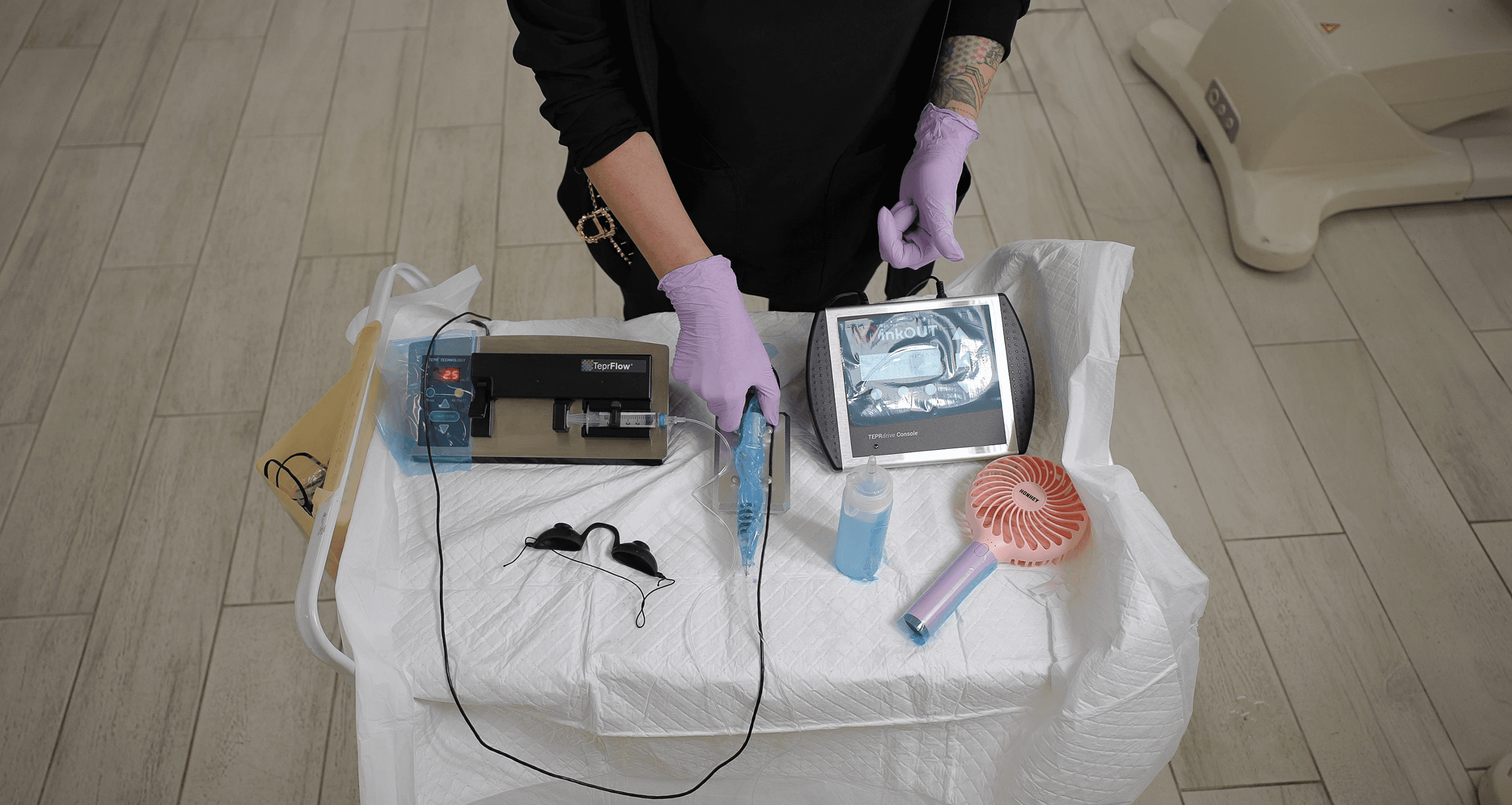 preparación integral del equipamiento antes de un tratamiento