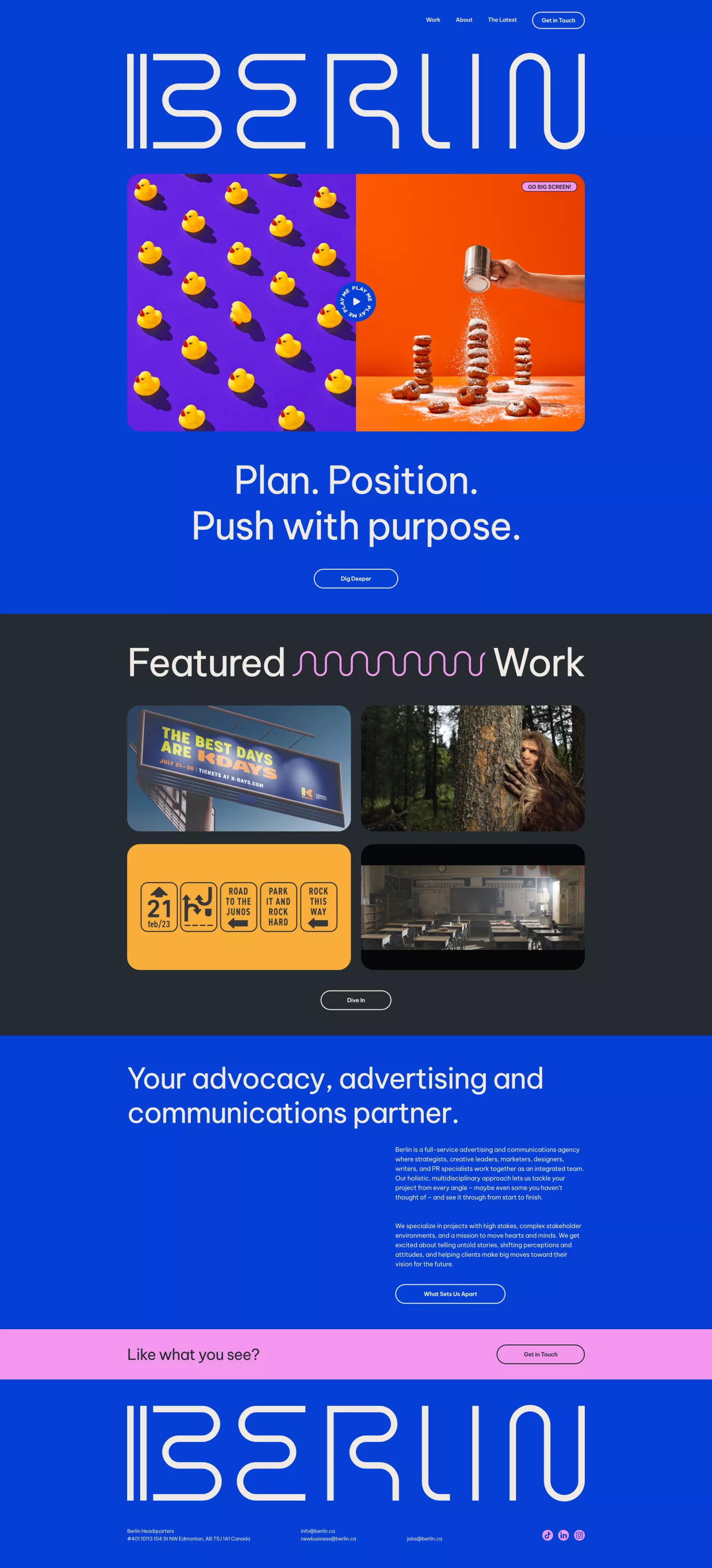 Berlin portfolio page screenshot showcasing Design and Advertising design