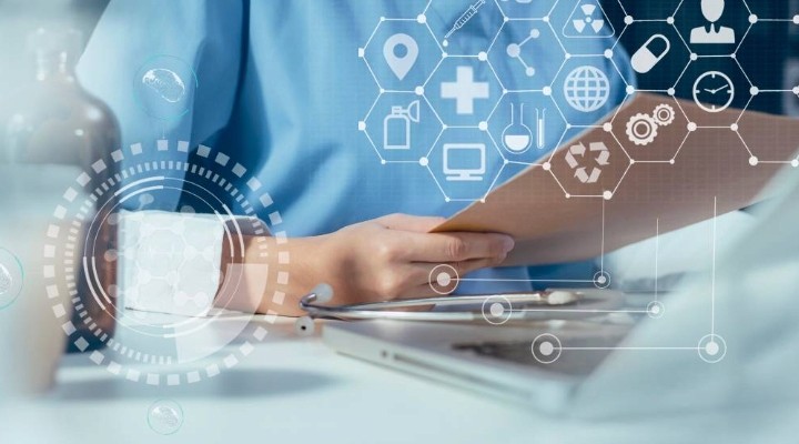 healthcare provider checking file