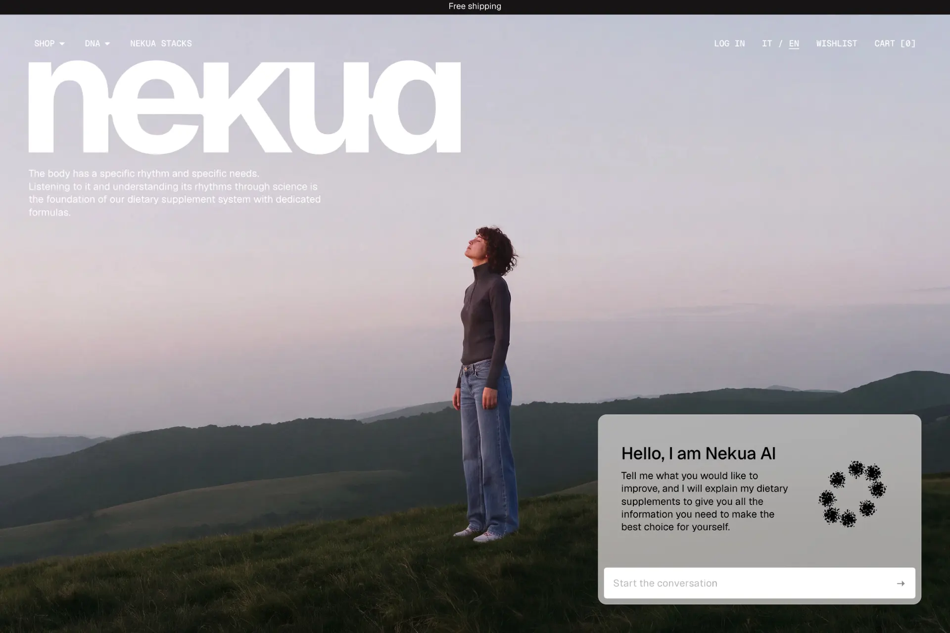 Screenshot of Nekua website