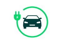 Icône d'une voiture électrique entourée d'un fil électrique