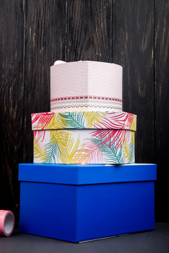 Colorful printed folding boxes for retail display