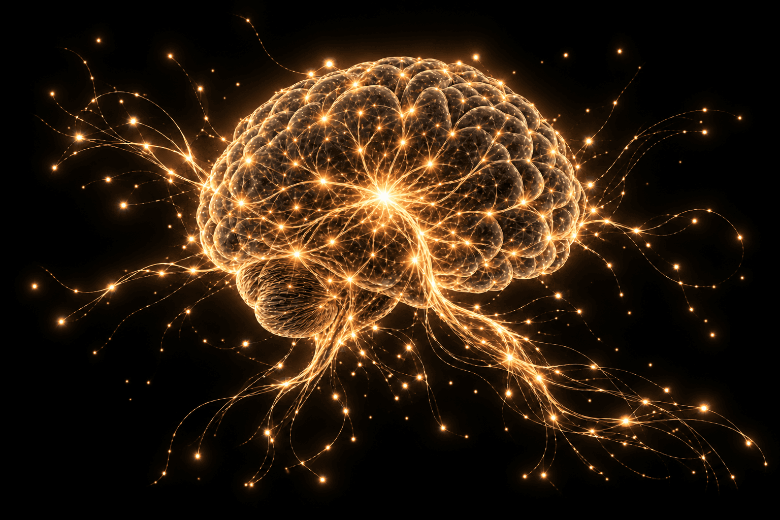 Luminous gold neural brain