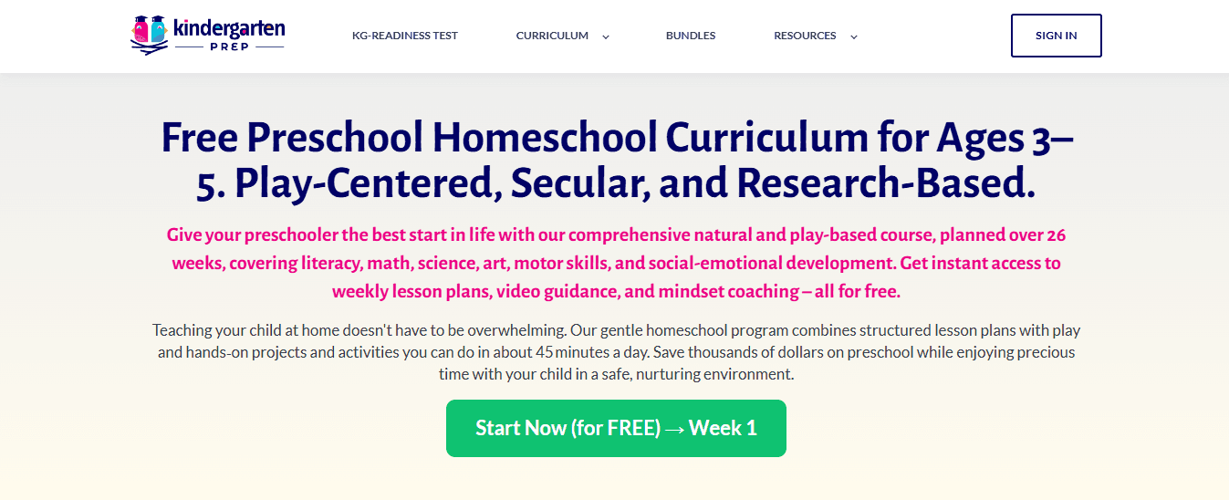 Kindergarten Prep Preschool Curriculum