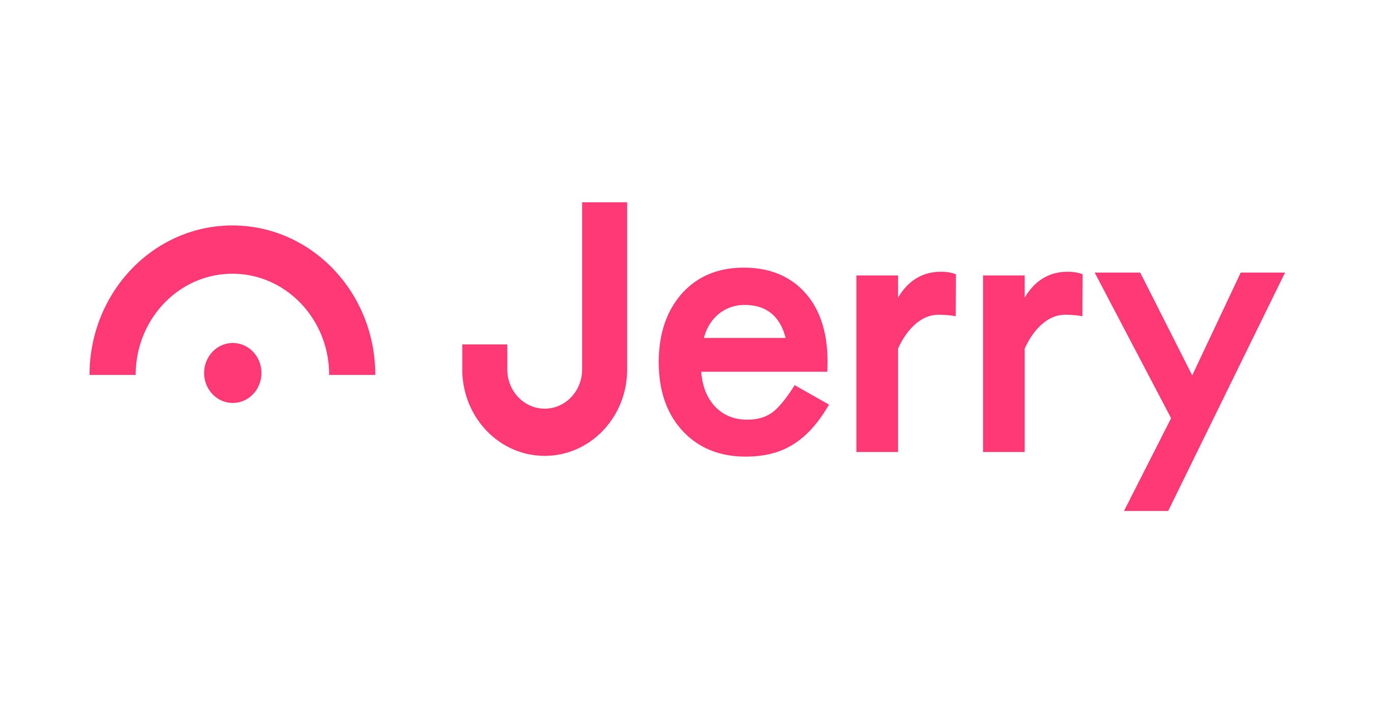 The image features the logo of "Jerry," displaying a stylized pink eye symbol next to the brand name in bold pink text on a white background.