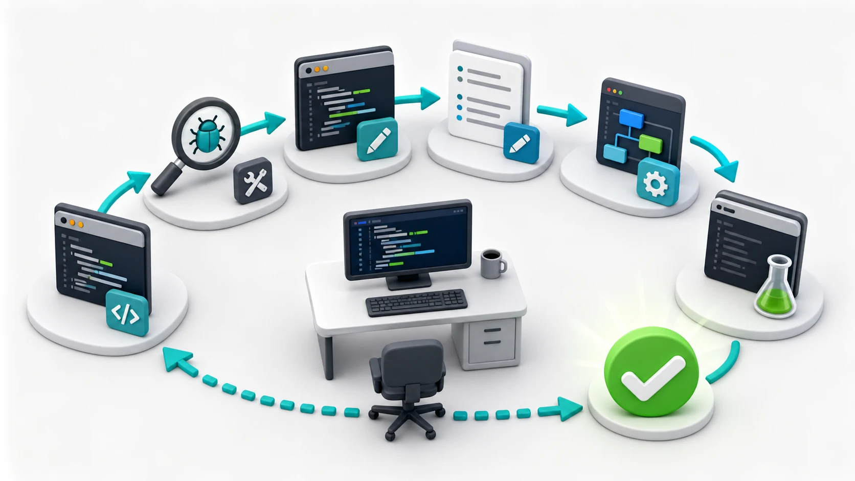 Low-cost daily coding loop with bug fix, documentation update, refactor, and test check