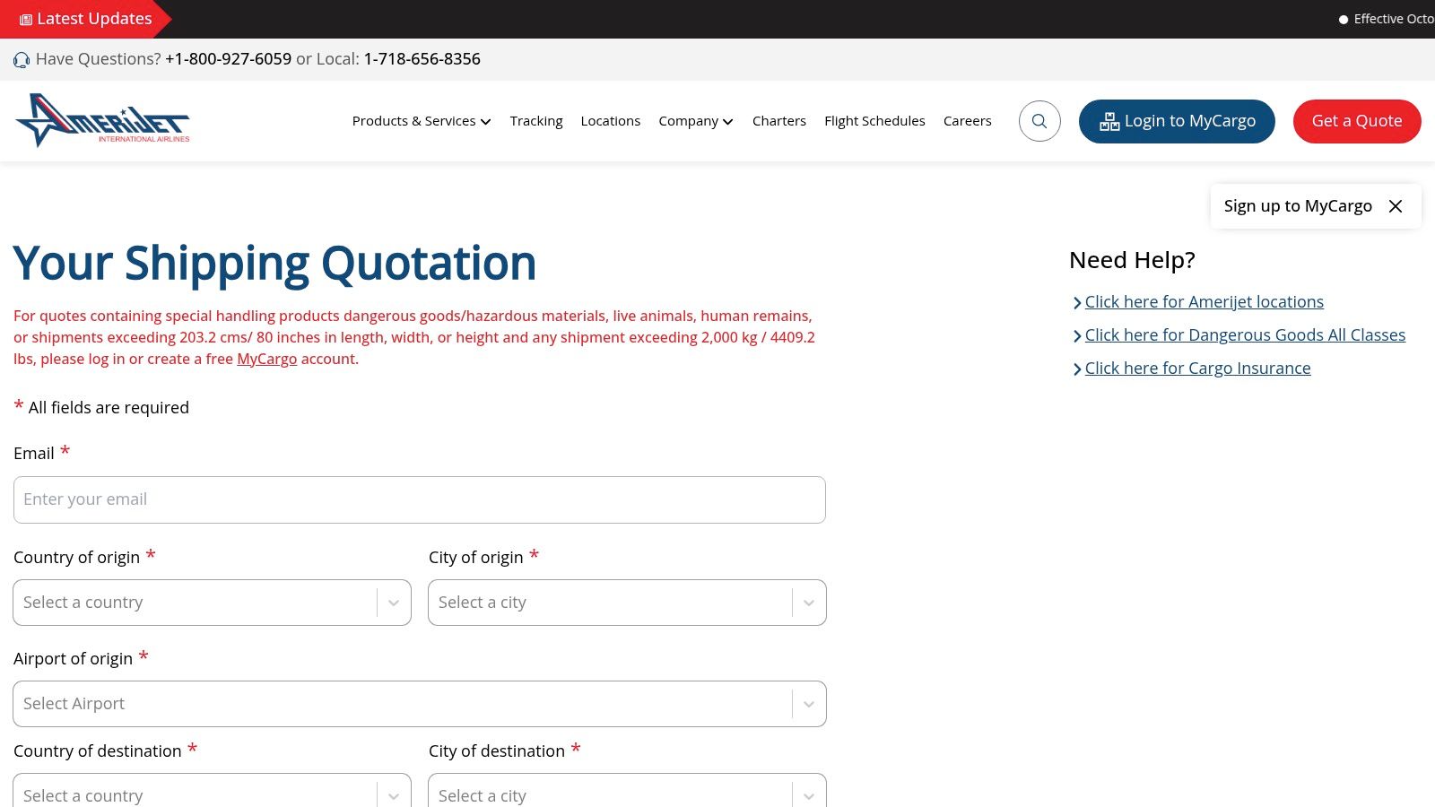 Amerijet International — Live Animals (Cargo Airline)