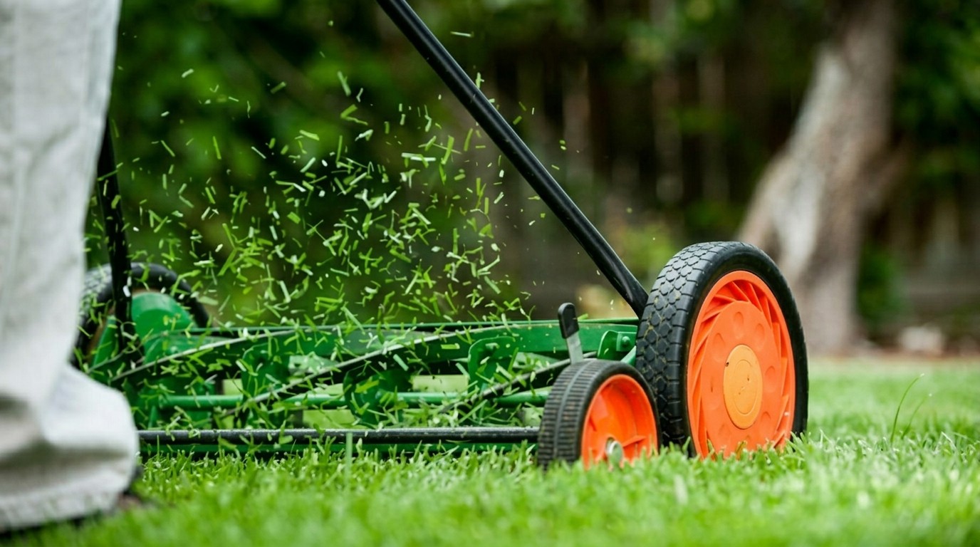 Image of a lawn mowing machine