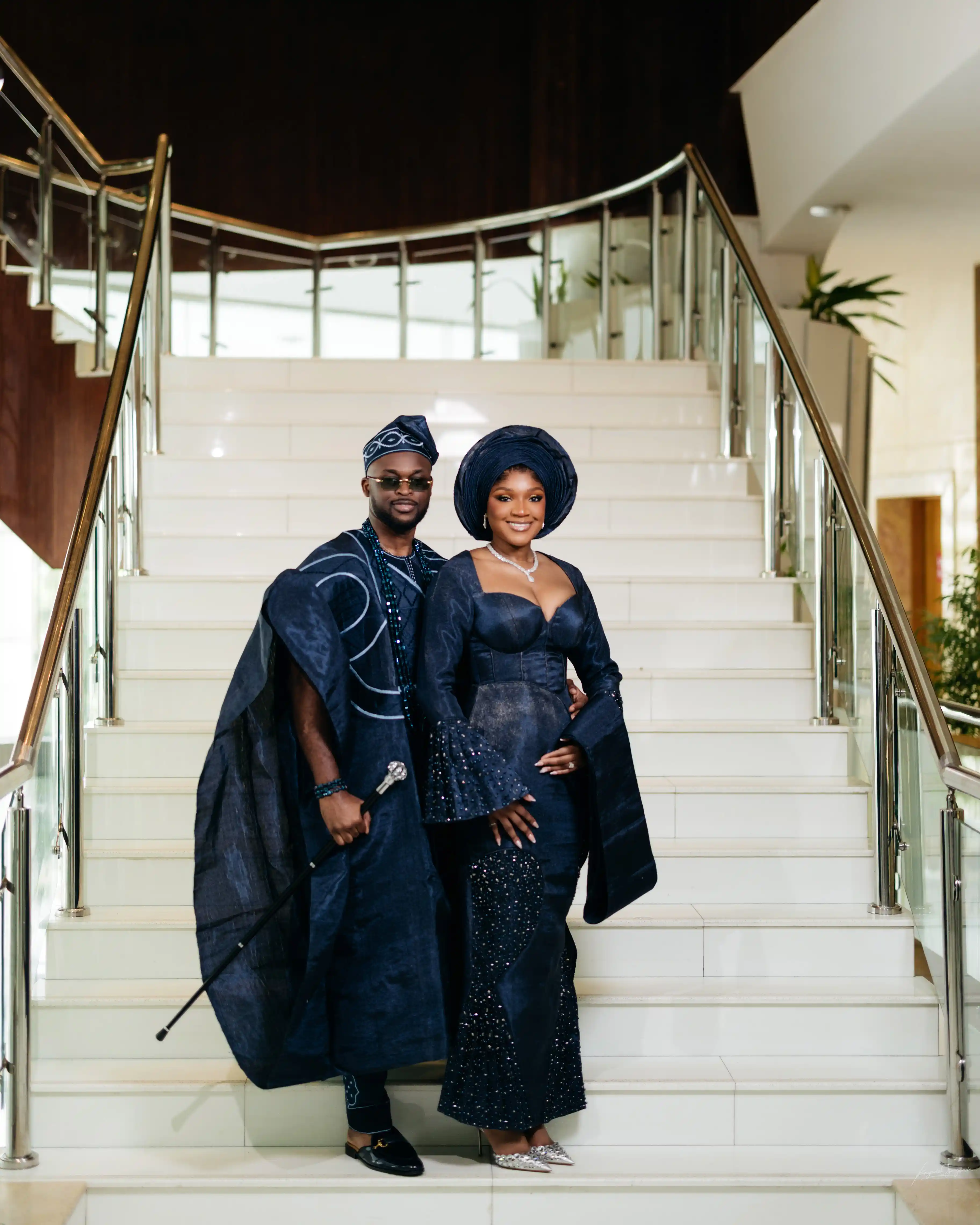 Bride and groom celebrating a luxury wedding coordinated by Victoria Brooks Events, a premium wedding planner in Nigeria.