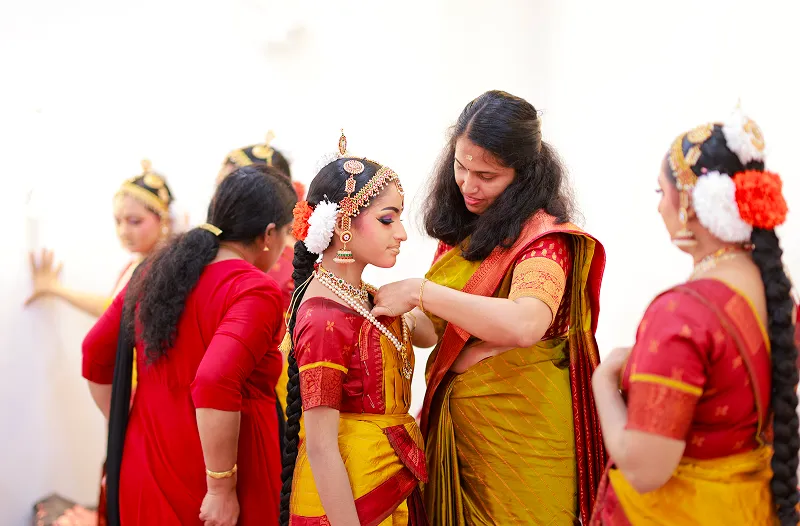 A dancer performing bharatanatyam