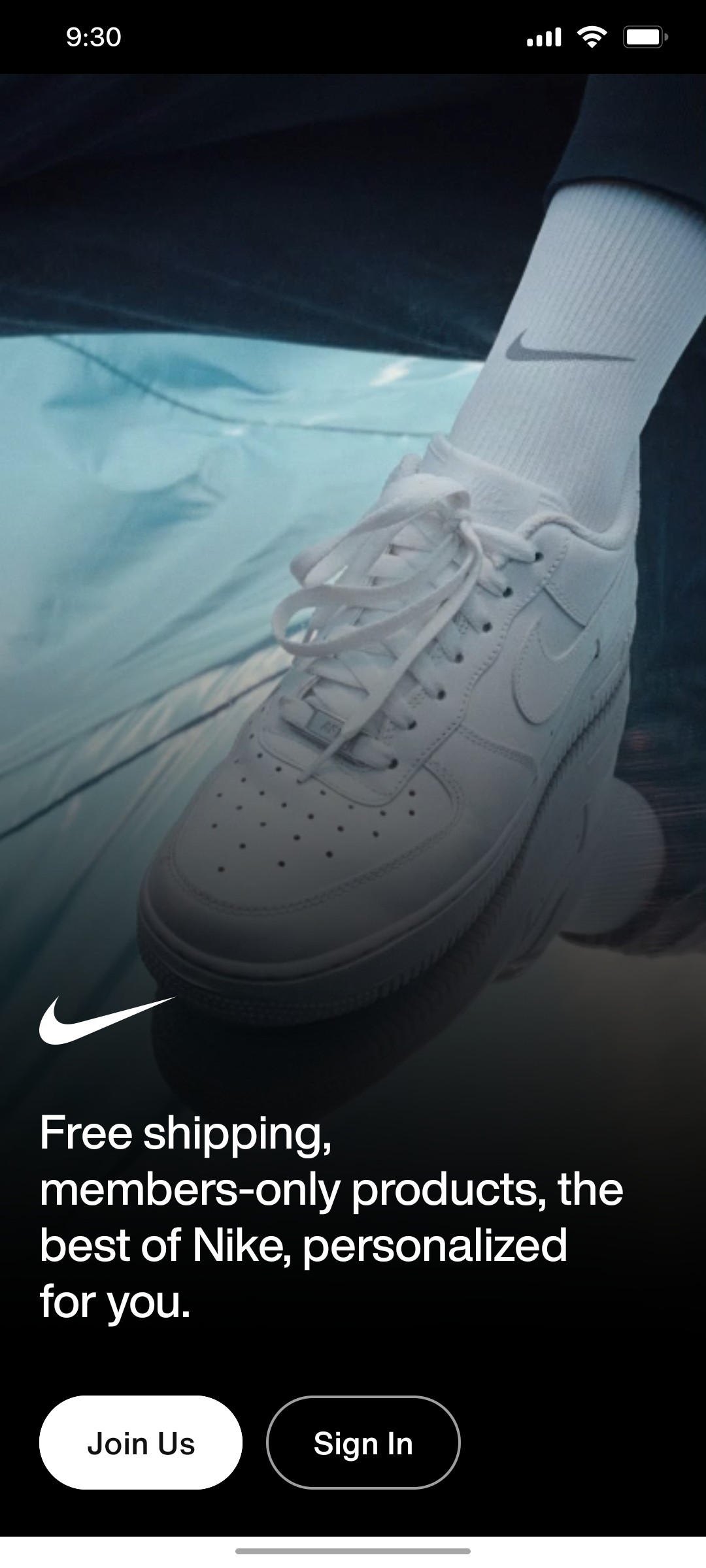 Nike App Sign in Screen