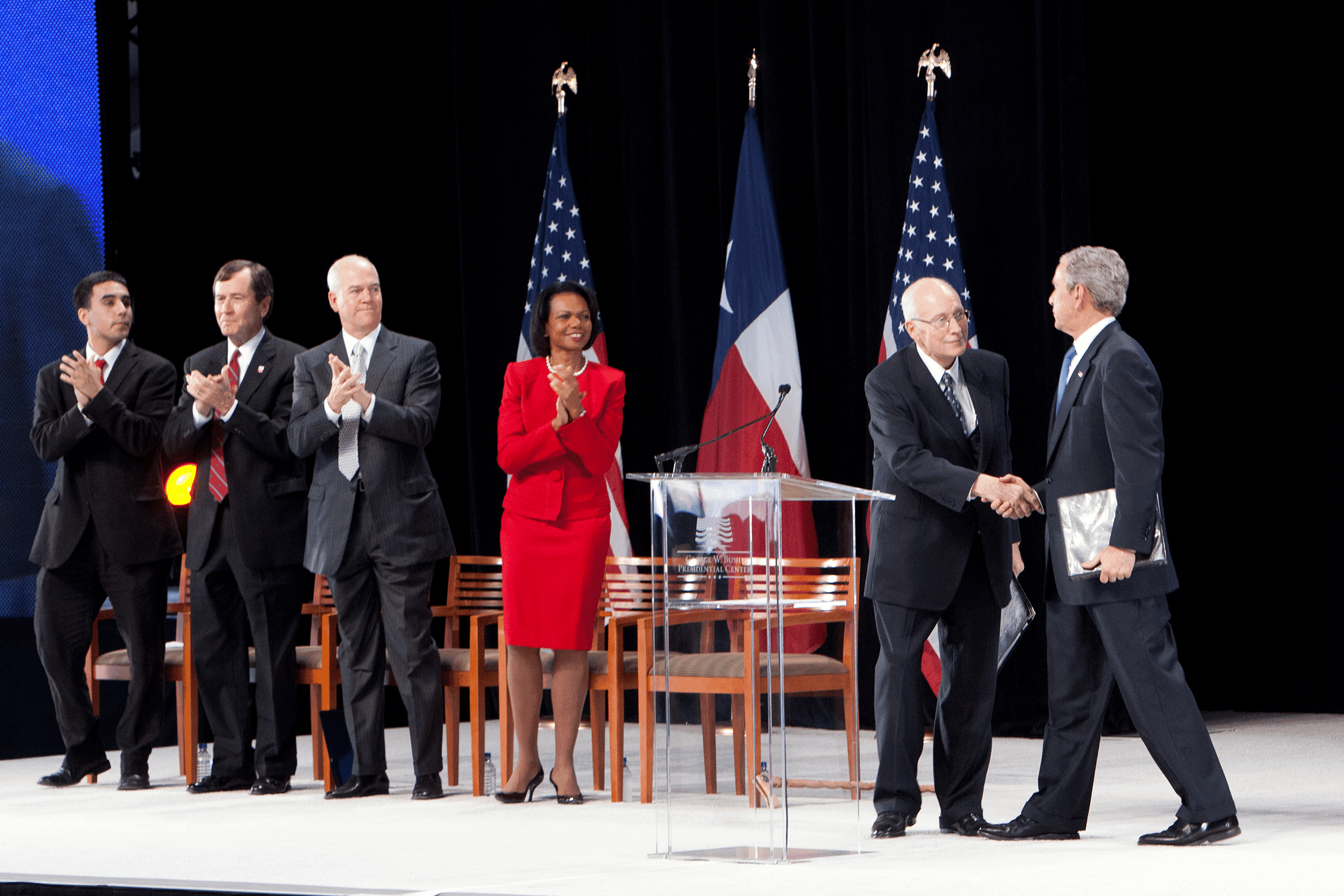 George W. Bush Presidential Center Groundbreaking guests welcoming President George W Bush