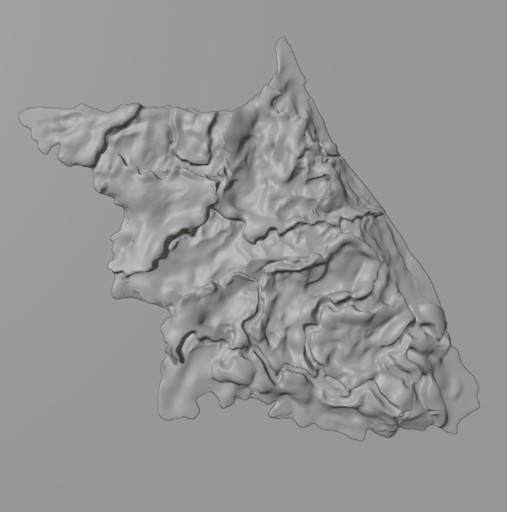 강원도 지형 3D 모델링, 부조 조형물 디지털 설계 / 3D modeling of Gangwon-do terrain for relief sculpture design