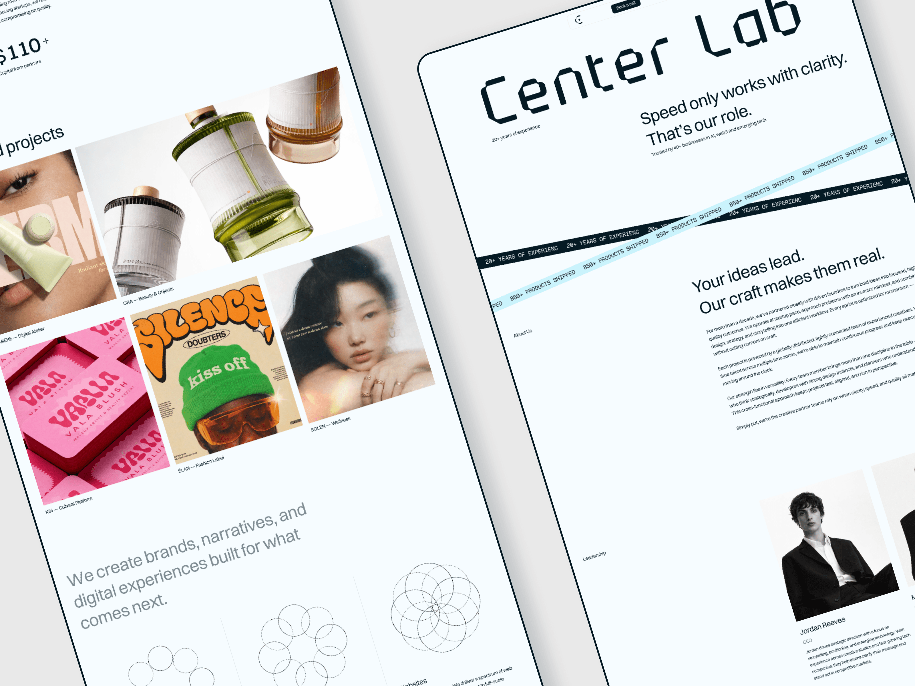CenterLab agency portfolio website template built in Framer – clean UI, typography-focused layout, and CMS structure
