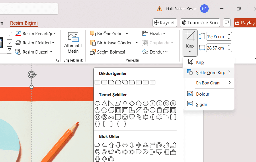 PowerPoint'te Resmi Yuvarlak Yapma