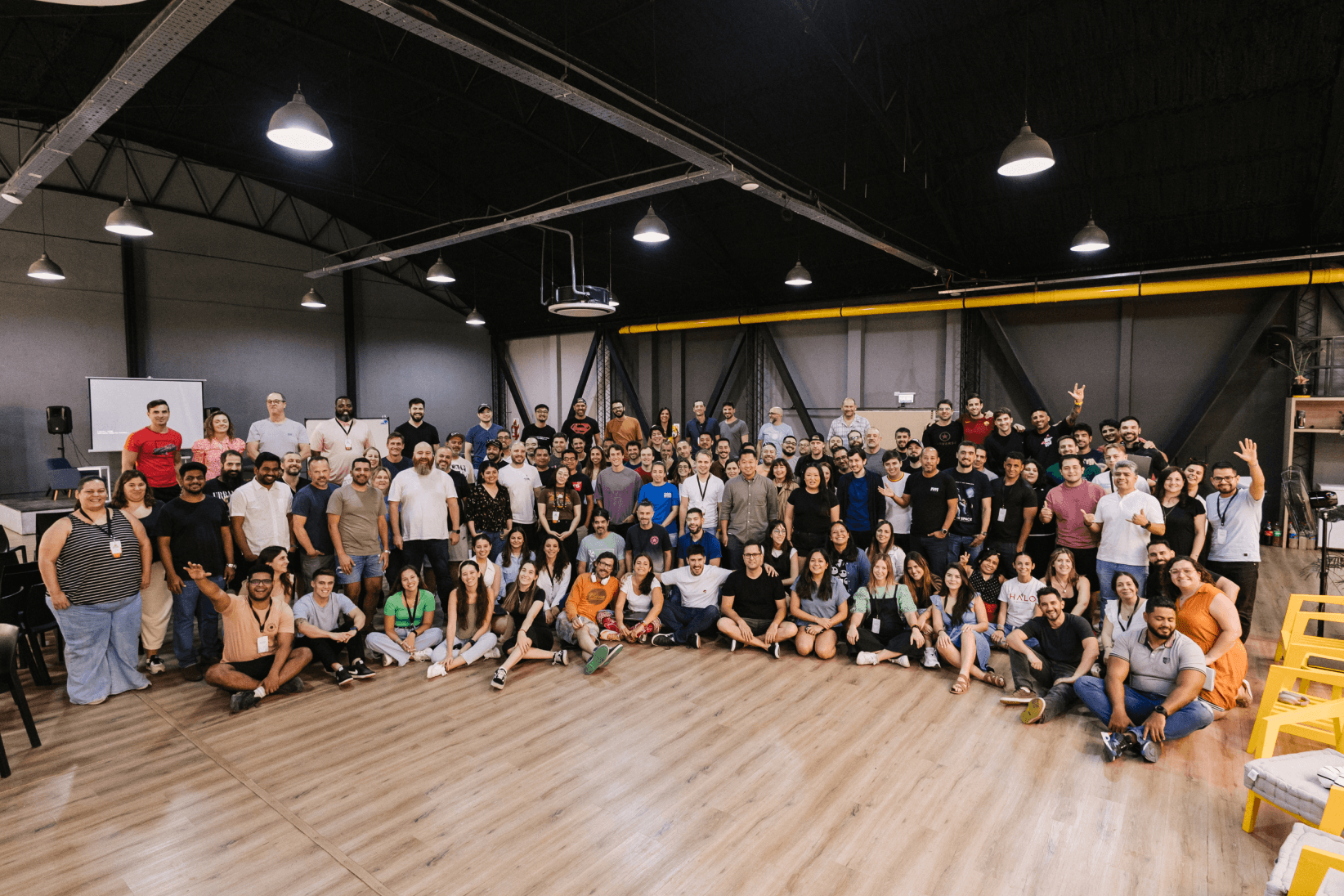 A large group photo of Halo employees