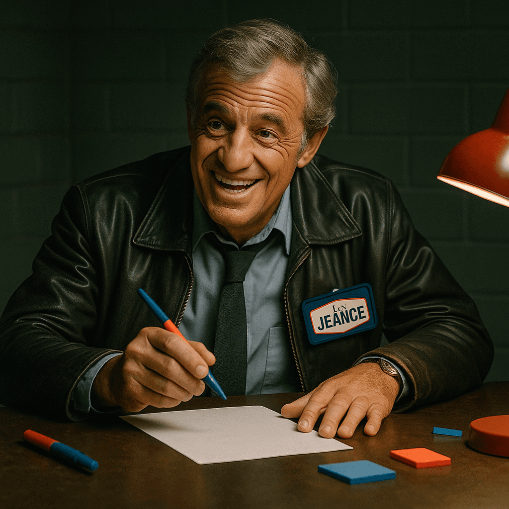 Jean Paul en inspecteur de La Jeance qui prend des notes