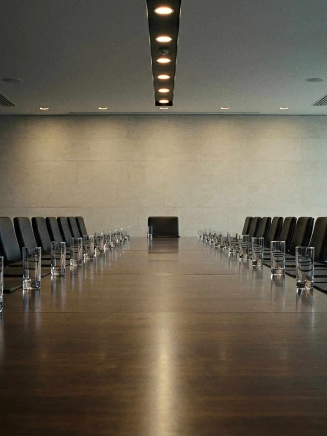 Empty conference room with table and chairs