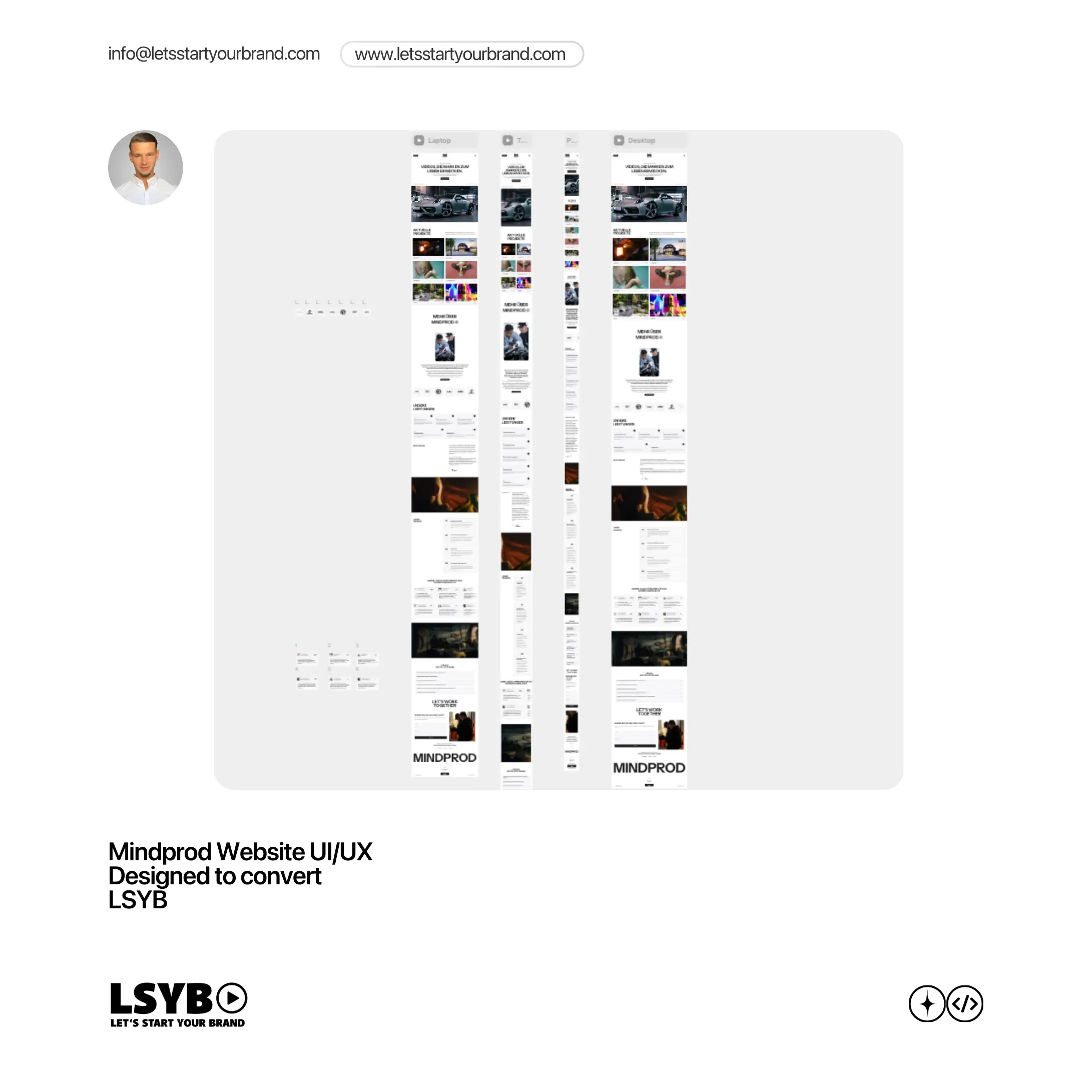 UI/UX-Design für Mindprod – konvertierungsstarke Website für Videoproduktionsfirma mit modularer Seitenstruktur