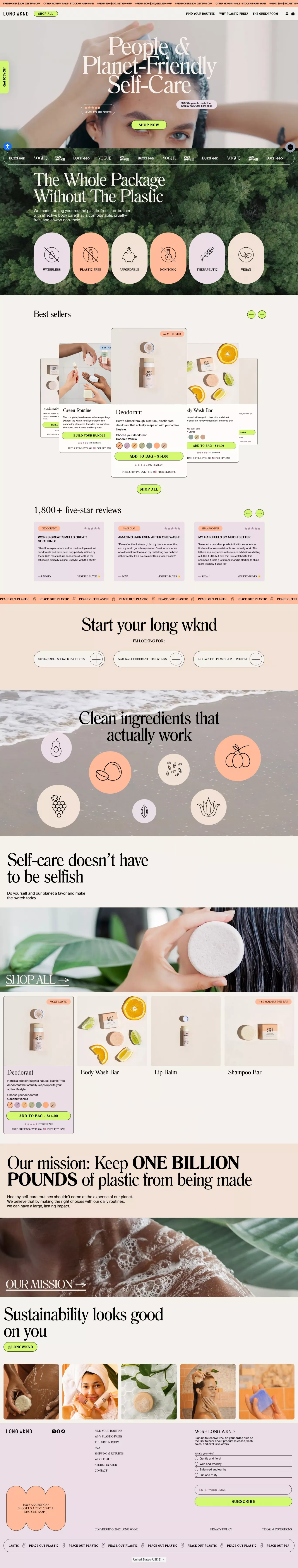 Your clean routine awaits – Long Wknd ecommerce page screenshot showcasing Beauty and Ecommerce design