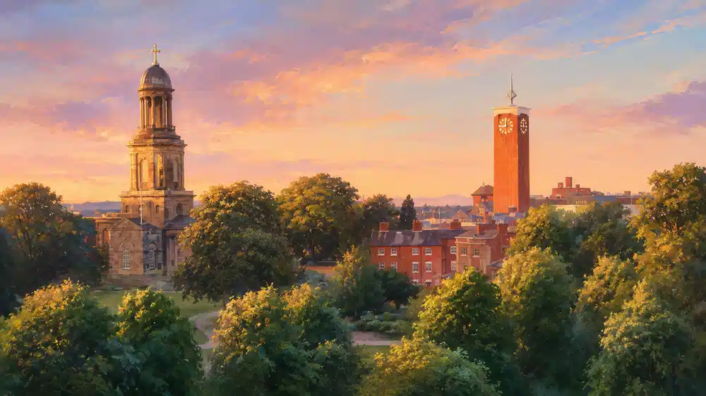 Local view of Shrewsbury in Shropshire.