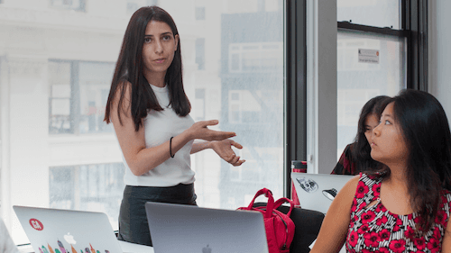 A women making a clear statement in a learning environment.
