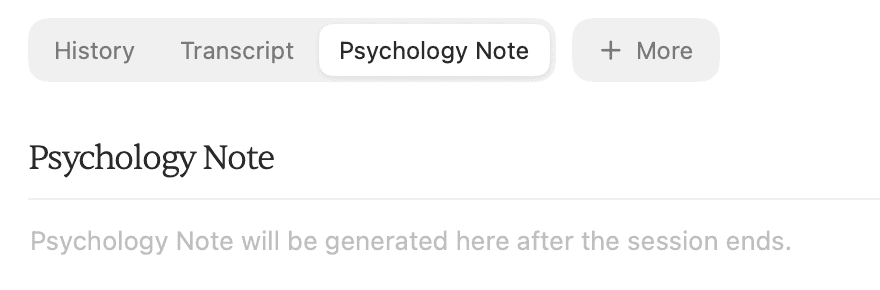 Psychology Note is selected for the draft session, ready to be generated after the session ends.