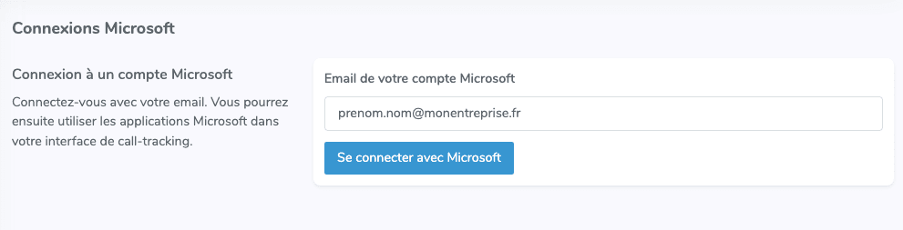 Saisie email Microsoft