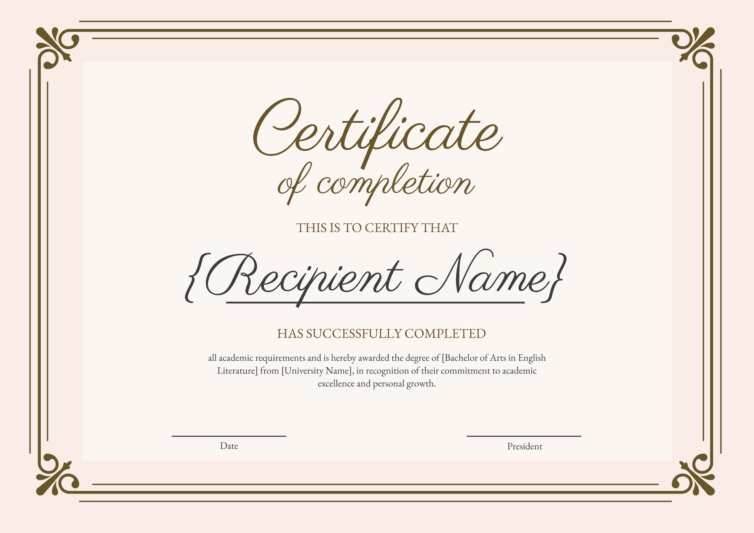 Wauld - Formal and framed graduation certificate template