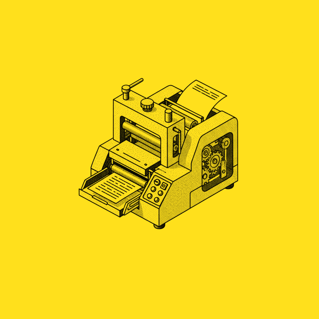 Graphic of a printing press