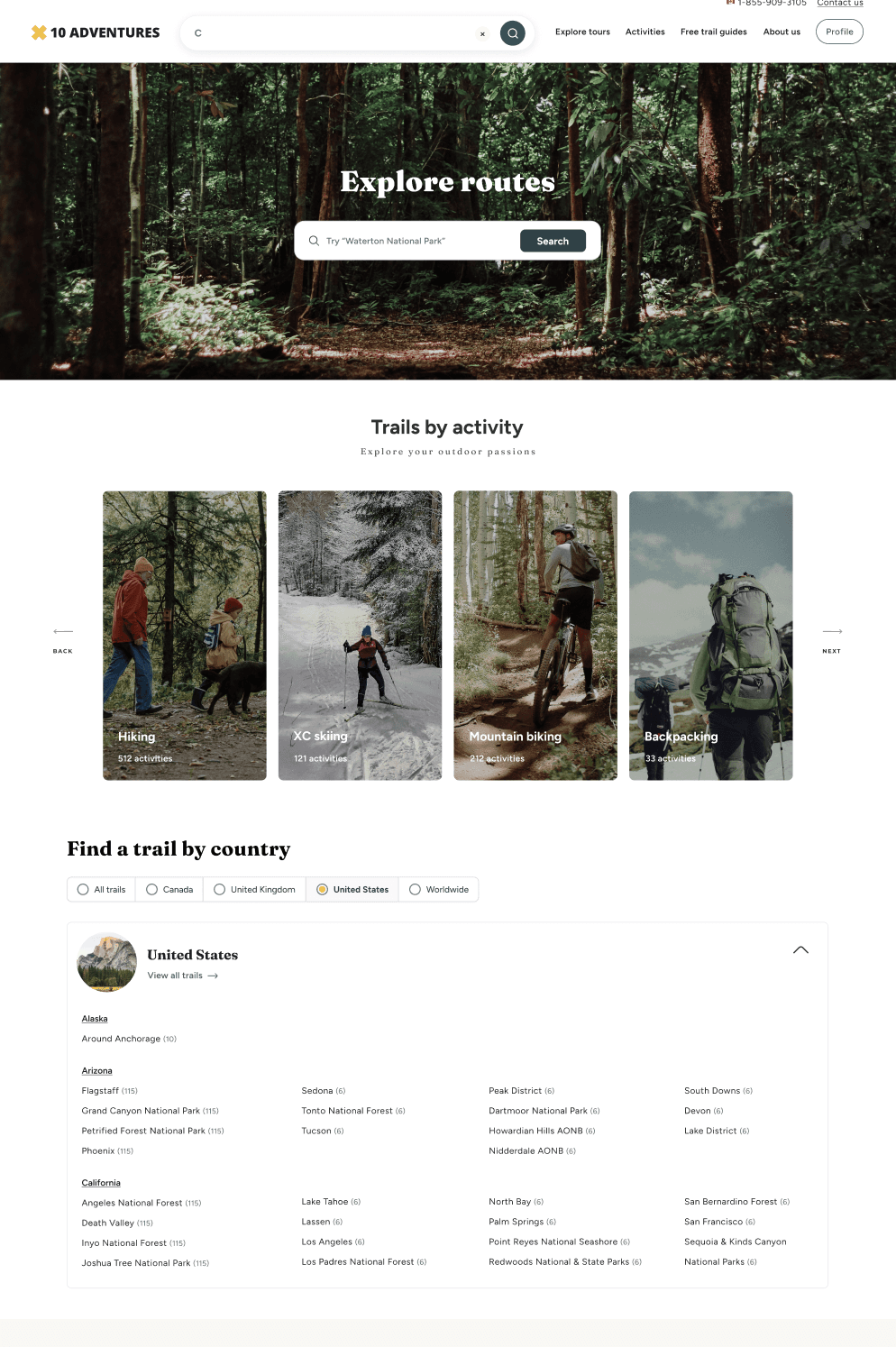 Trails by activity