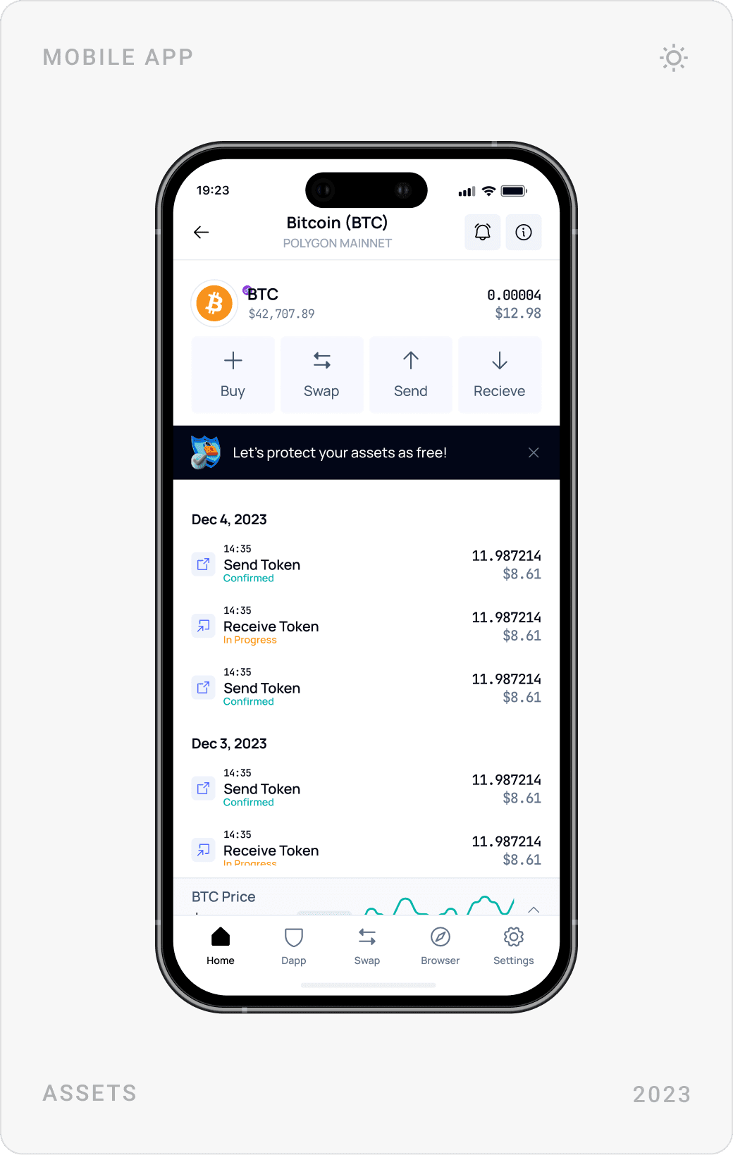 Professional Mobile Crypto Assets List Design