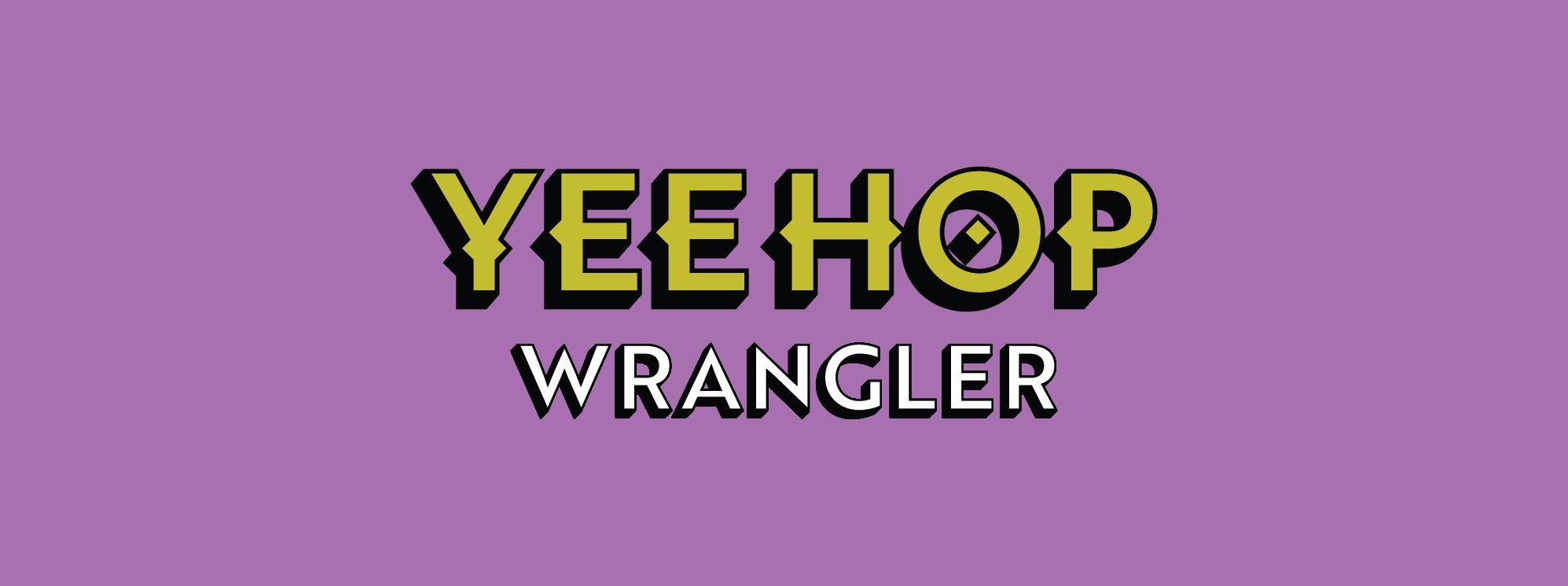 Green YeeHop logo styled with a Wild West theme, featuring the white ‘Wrangler’ flavour name on a purple background.