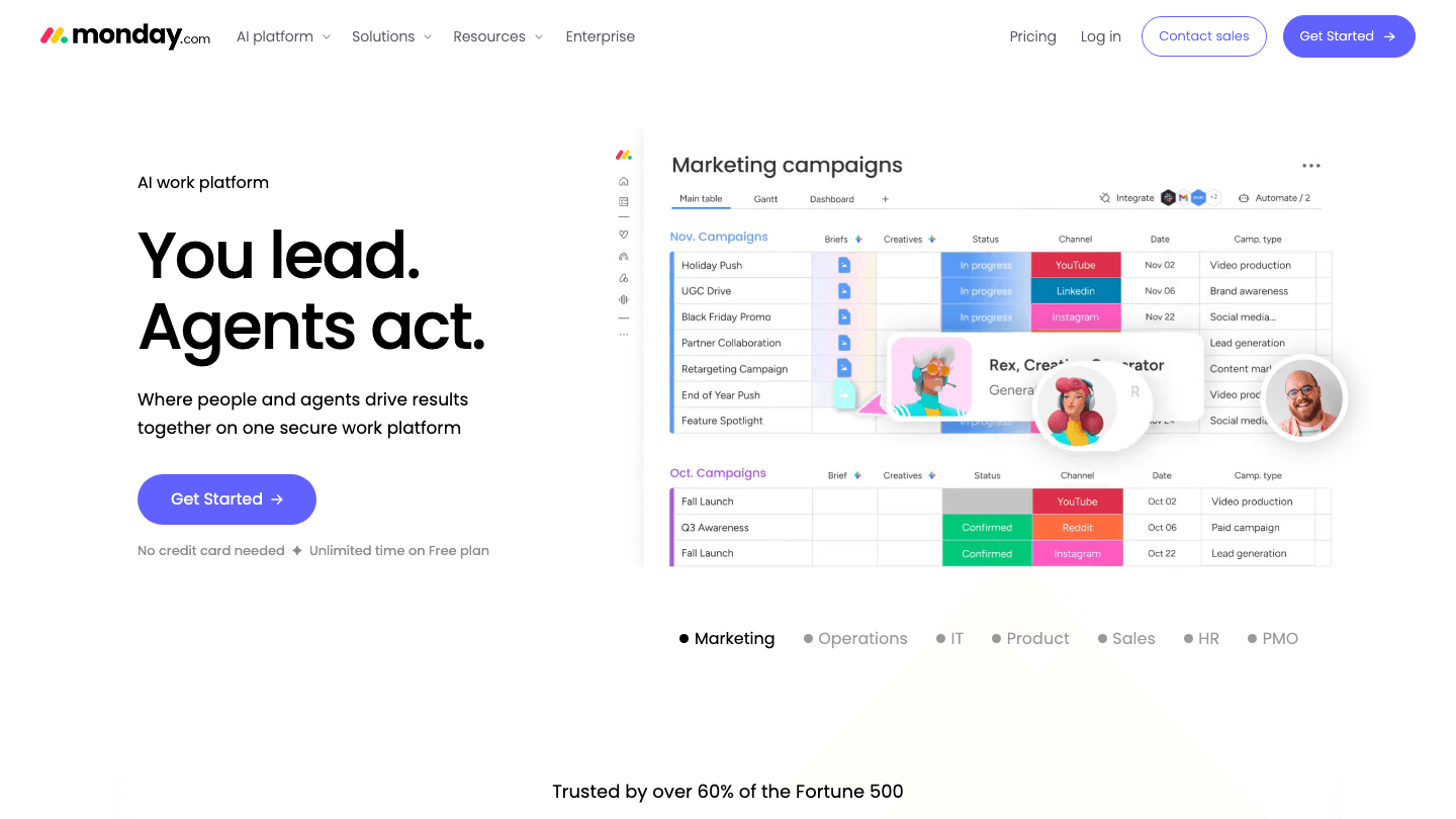 monday.com website screenshot