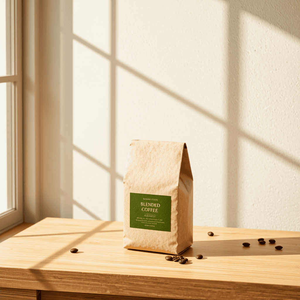 product photography of a box of blended coffee