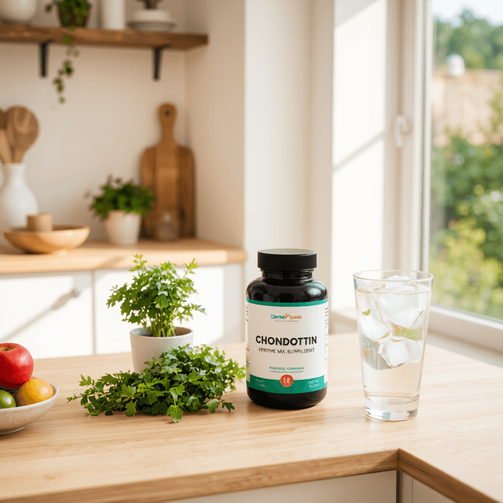 product photography of bottle of chondroitin supplement